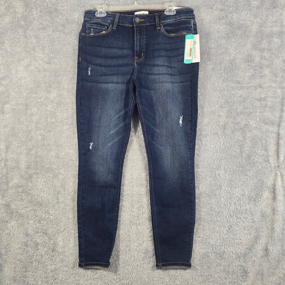 Stitch Fix Studio Blue Aranza Skinny Jean Womens 12 Indigo Distressed High NEW